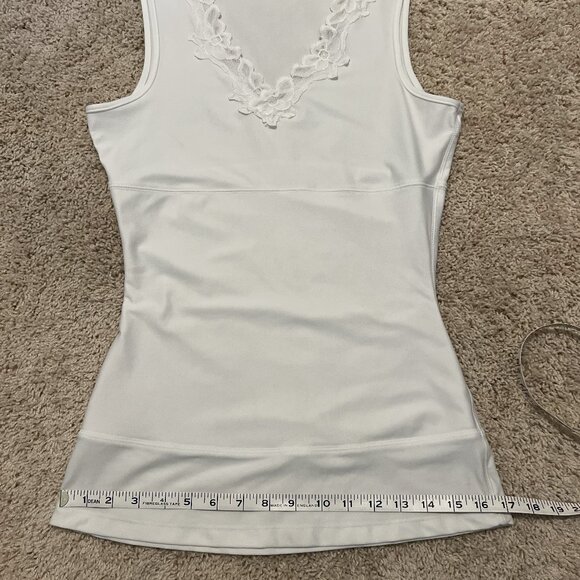 Y2K White Witchy Lacy V-Neck High Waist Bodycon Tank - Picture 13 of 14